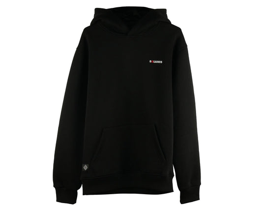 HOODIE BLACK SQUARES Made with soft materials and a luxurious fleece lining, front side