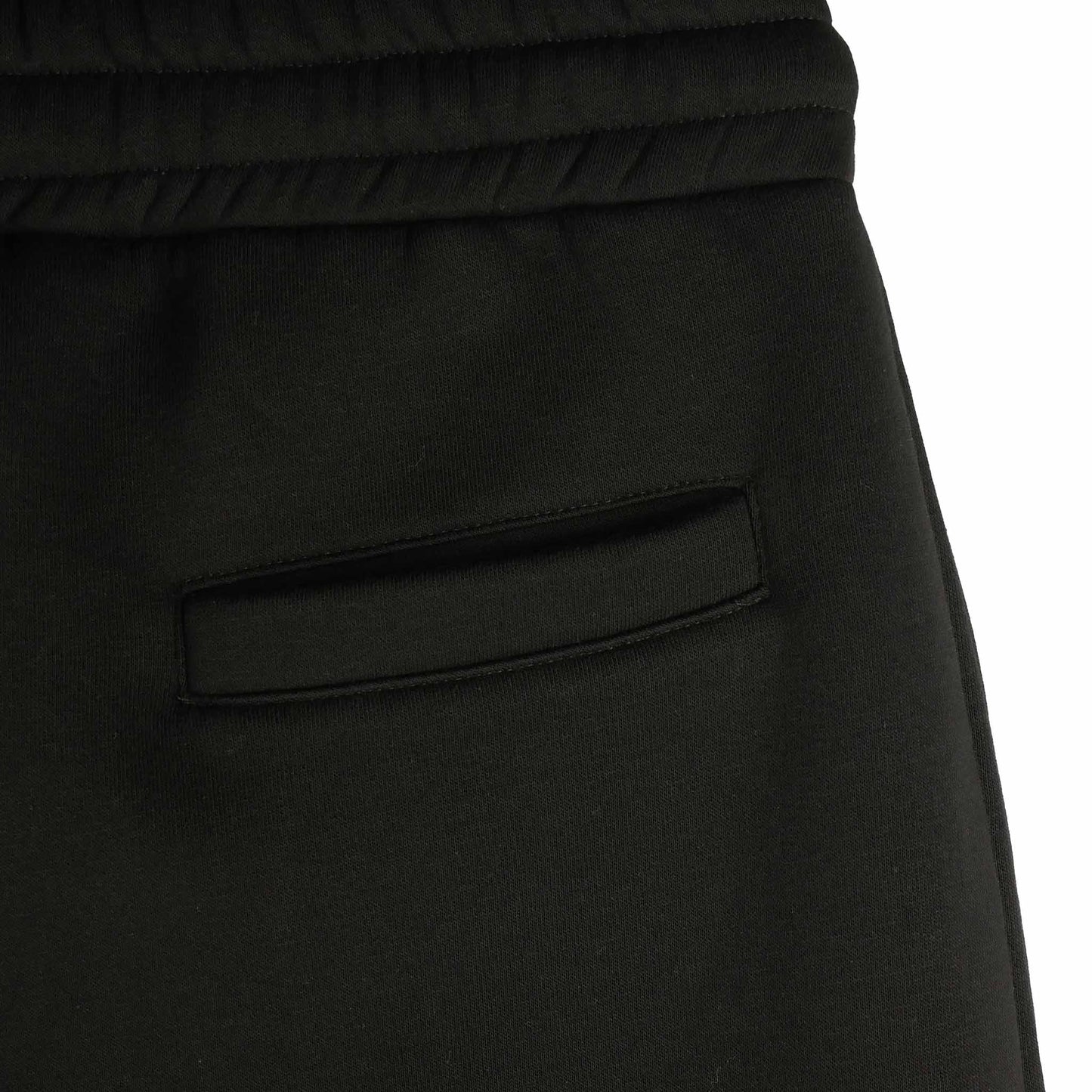 SWEATPANTS BLACK SQUARES Stay cozy and organized with zippered pockets and a soft fleece lining, back side close-up pocket