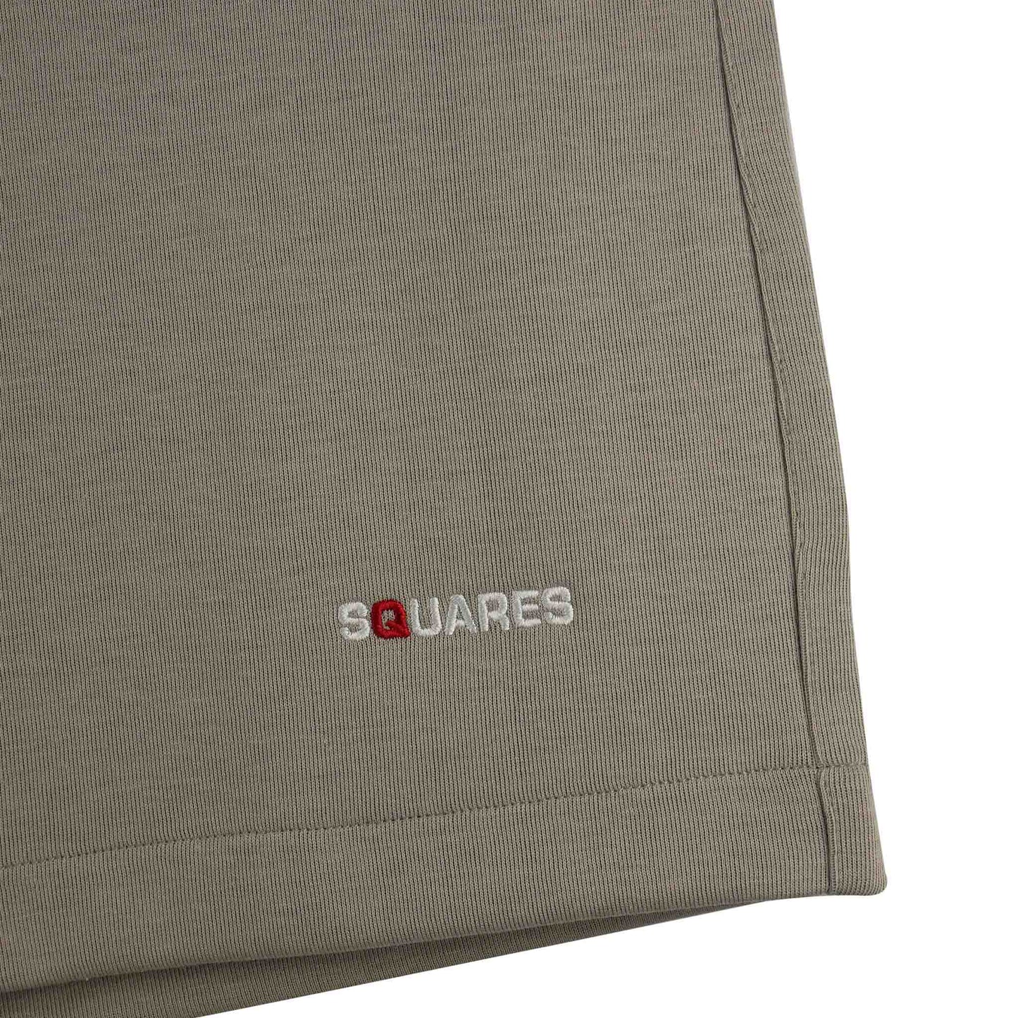 SQUARES SHORT WITH ZIPS WASHED GRAY is expertly crafted with high-quality materials and meticulous attention to detail, front side close up artwork