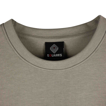 SQUARES T-SHIRT WASHED GRAY, designed for a relaxed fit, front side close-up neck